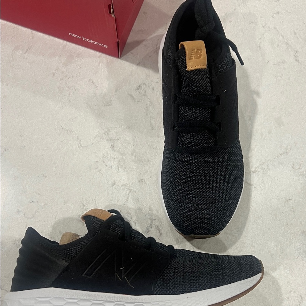 New Balance Black Sneakers with Tan Detail